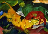 Franz Marc Canvas Paintings - Kuhe